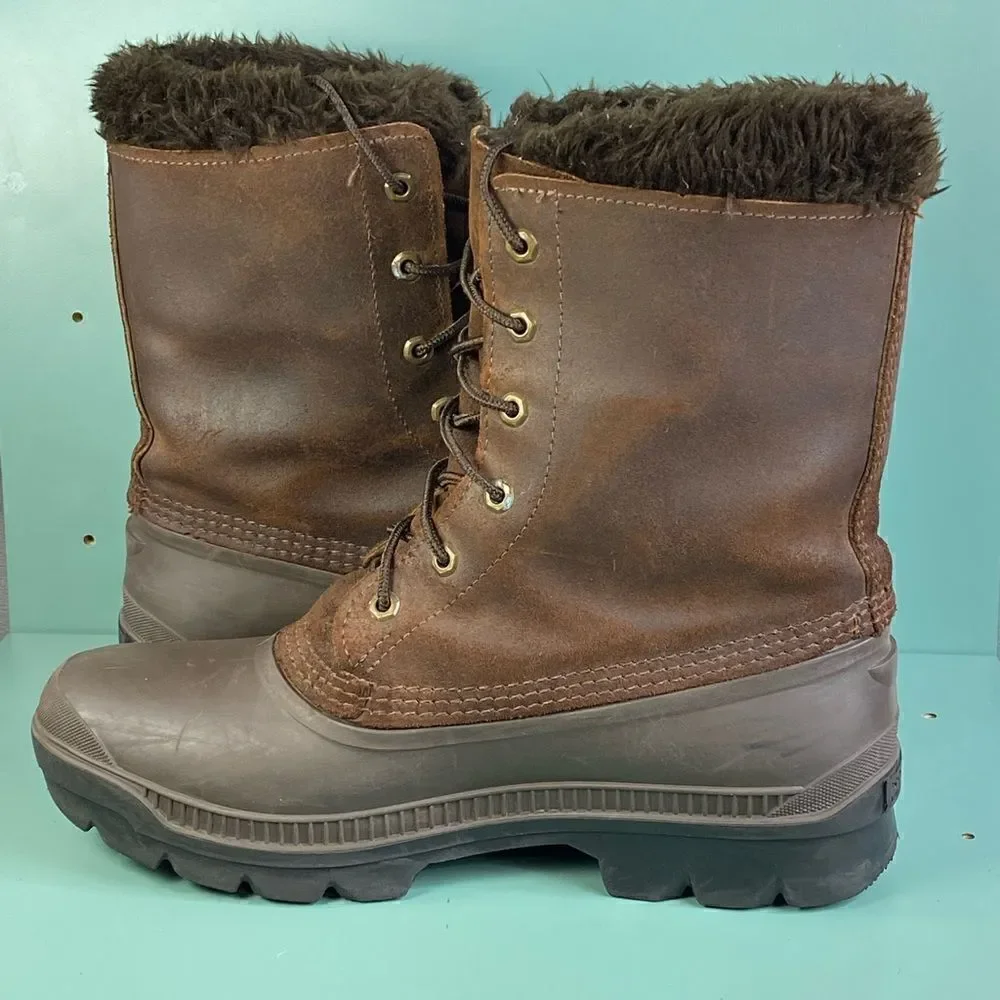 Sorel  VTG Kaufman Manitou Boots shoes Brown Rubber Leather Size 10 Mens